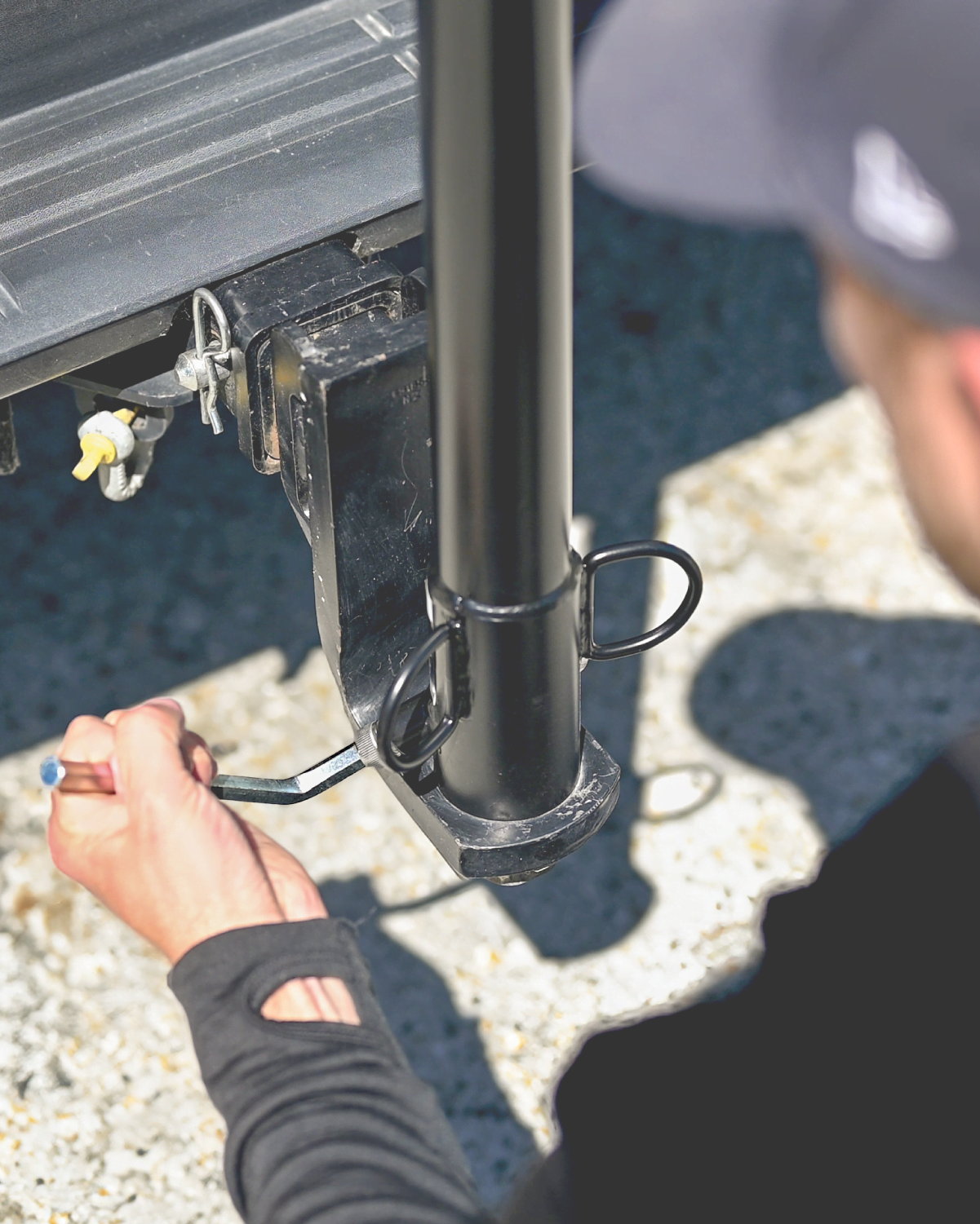 Allen key being used on an Advantage bike rack