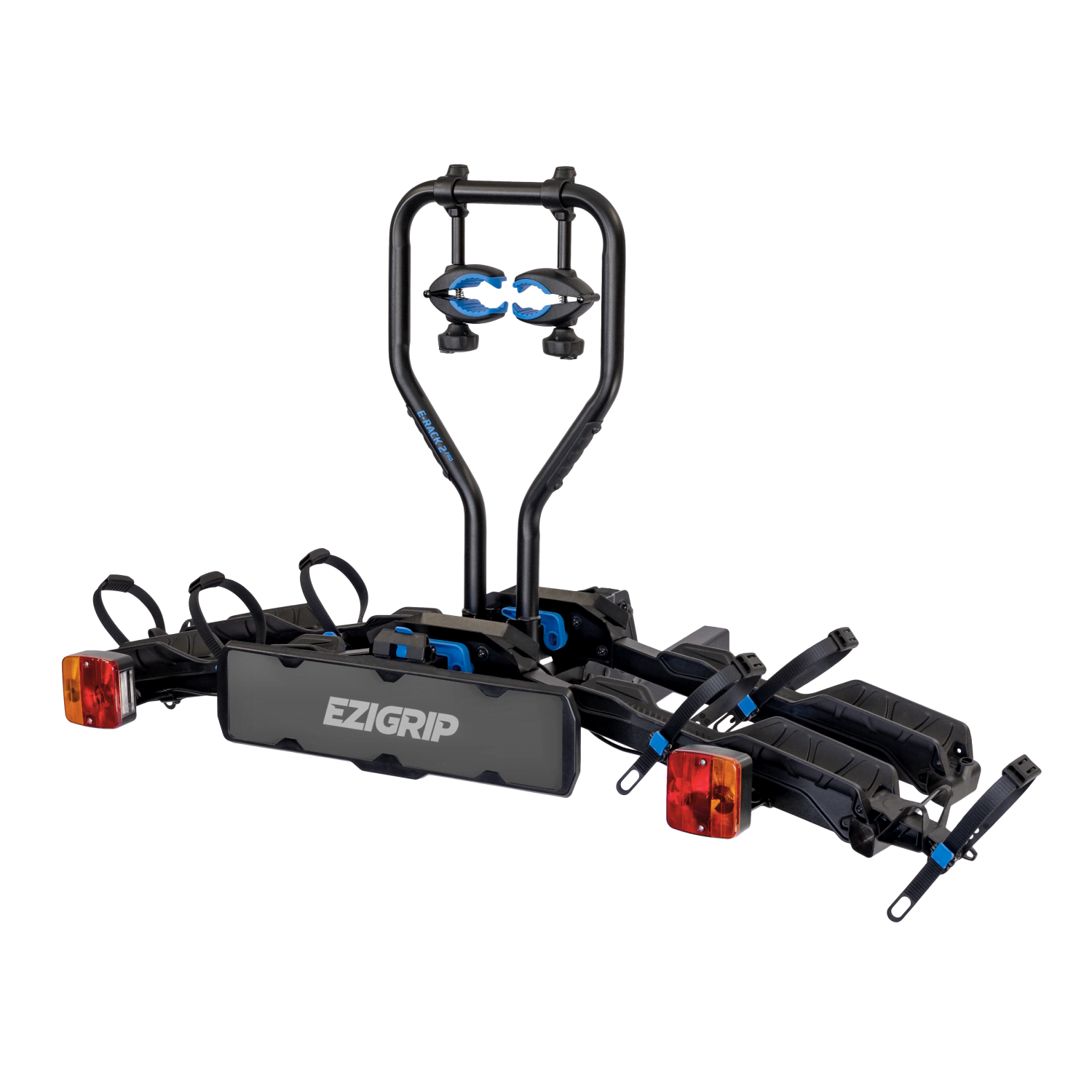 A product shot of the E-Rack 2 Pro electric bike rack with a hitch mount