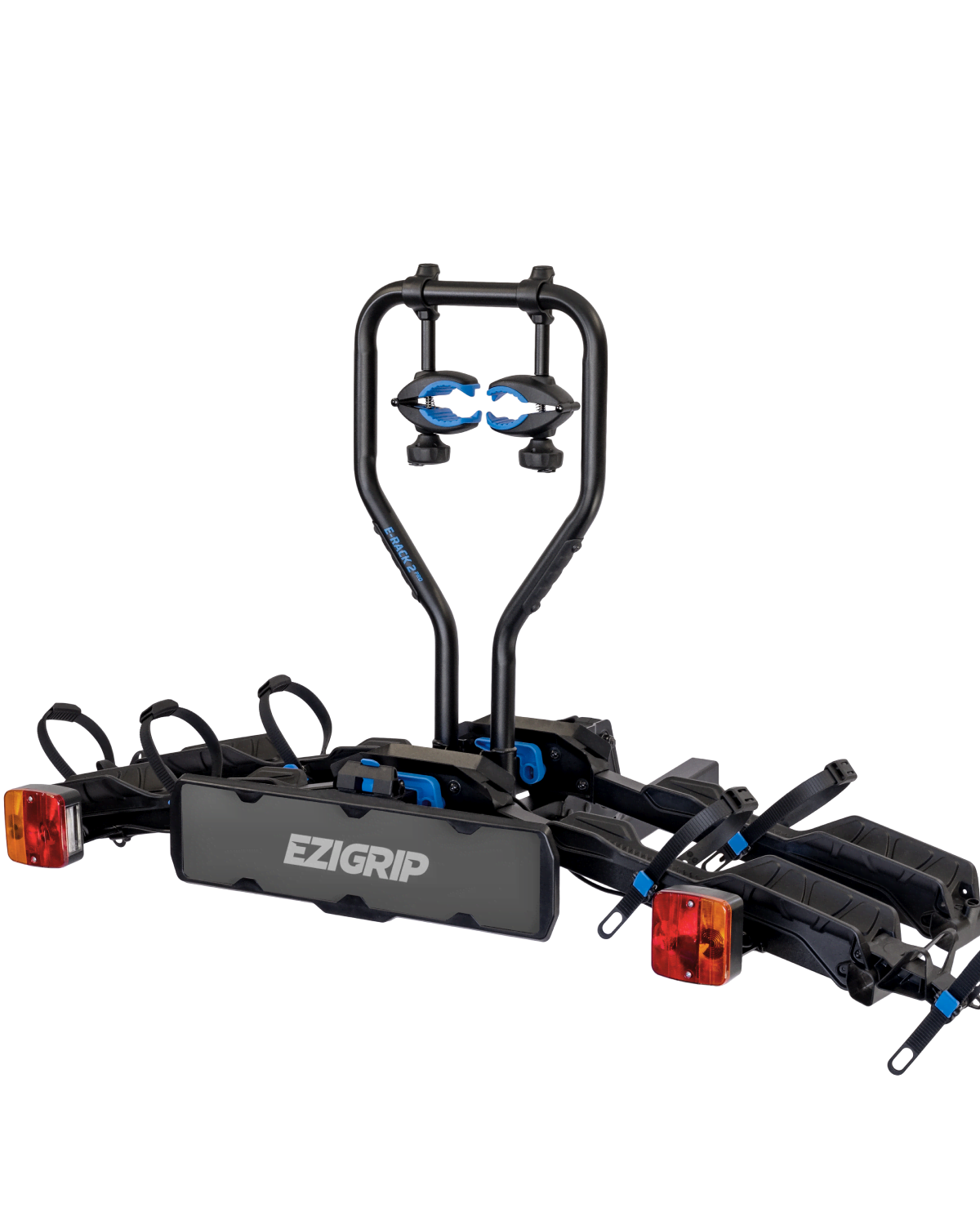 A product shot of the E-Rack 2 Pro electric bike rack with a hitch mount