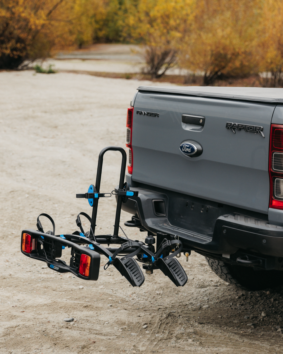 A view of an Enduro 2 bike rack on the back of a ute