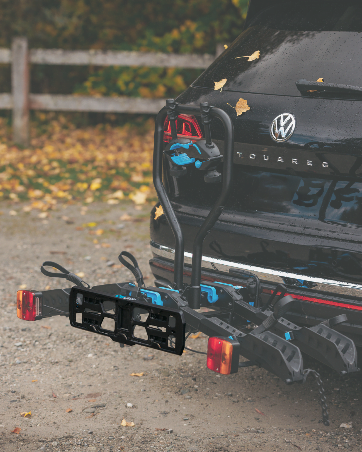License plate holder highlighted on an E-Rack 2 bike rack